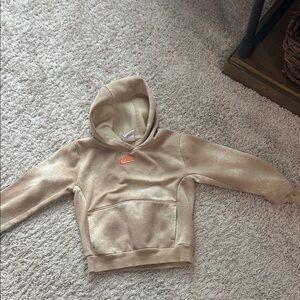 Nike Kids Beige Hoodie with Orange Logo